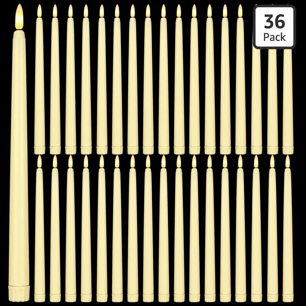 Reginary 36Pc LED Flameless Taper Candles 11” Ivory Battery Operated No Remote